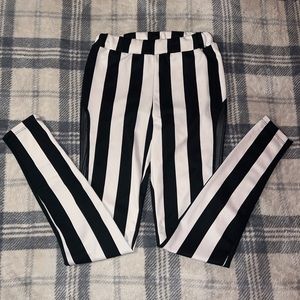 Black & white striped pants with mesh sides